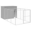 Dog House with Run Light Gray 84.3"x179.9"x71.3" Galvanized Steel