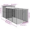 Dog House with Run Anthracite 65"x179.1"x71.3" Galvanized Steel